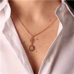 Collana in Metallo con maioliche di Caltagirone impreziosite da smalti colorati