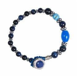 Bracciale Gerba Lab in pietra Occhio di Tigre nere e blu