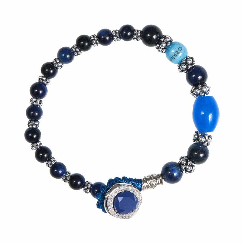 Bracciale Gerba Lab in pietra Occhio di Tigre nere e blu
