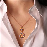 Collana in Metallo con maioliche di Caltagirone impreziosite da smalti colorati