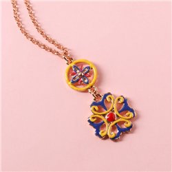 Collana in Metallo con maioliche di Caltagirone impreziosite da smalti colorati
