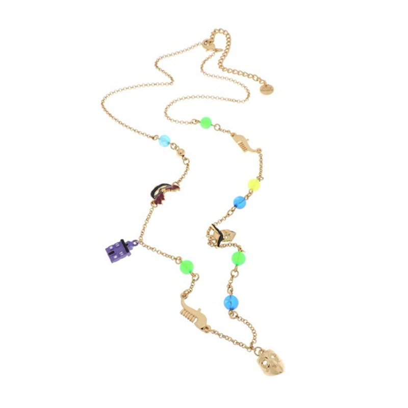 Collana in Metallo con cristalli di Murano, maschera e case colorate di Burano