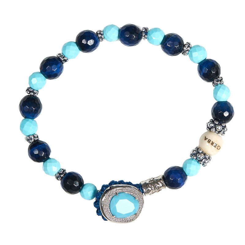 Bracciale Gerba LAB con pietra Occhio di Tigre blu e turchese