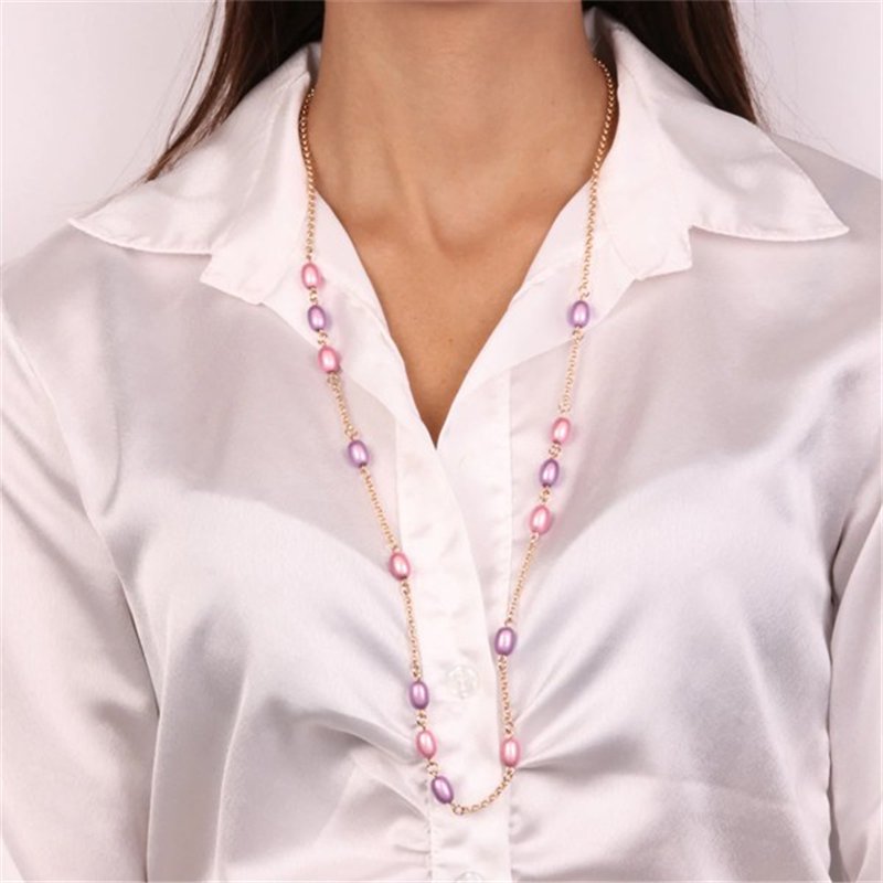 Collana in Metallo con cristalli di colore rosa ispirati al vetro di Murano