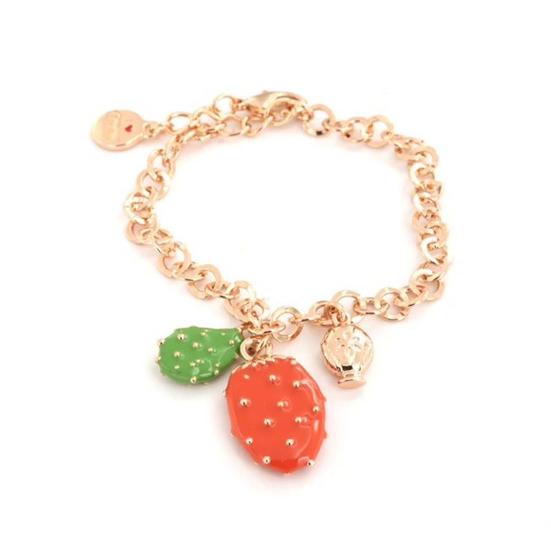 Bracciale in Metallo con ciondolo fico d’india pendente e piccolo pumo a lato