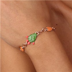 Bracciale in Metallo maglia rolò, con tris di fichi d’india impreziositi da smalti colorati