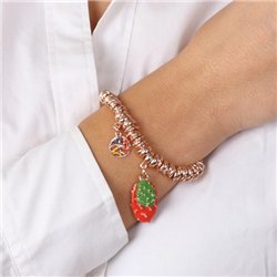 Bracciale in Metallo maglia ad anelli con fichi d’india pendenti, impreziositi da smalti colorati