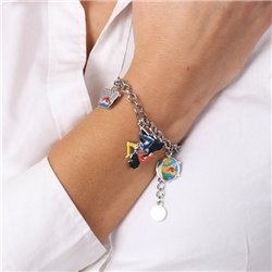 Bracciale in Metallo con charms colorati siciliani: Coffa, tamburello e Sicilia