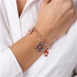 Bracciale in Metallo con charms siciliani: Coffa, anfora e ruota carretto