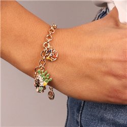 Bracciale in Metallo con testa di moro donna e simbolo di Trinacria impreziositi da smalti colorati