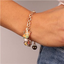 Bracciale in Metallo con testa di moro uomo e simbolo di Trinacria impreziositi da smalti colorati