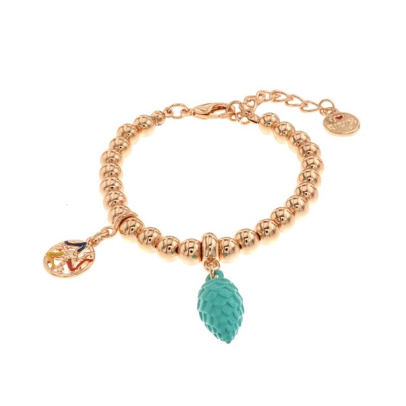 Bracciale in Metallo con pigna portafortuna siciliana turchese e trinacria