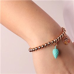 Bracciale in Metallo con pigna portafortuna siciliana turchese e trinacria