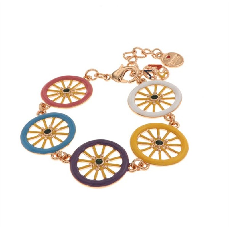 Bracciale in Metallo con ruote del carretto siciliano impreziosite da smalti colorati
