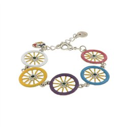 Bracciale in Metallo con ruote del carretto siciliano impreziosite da smalti colorati