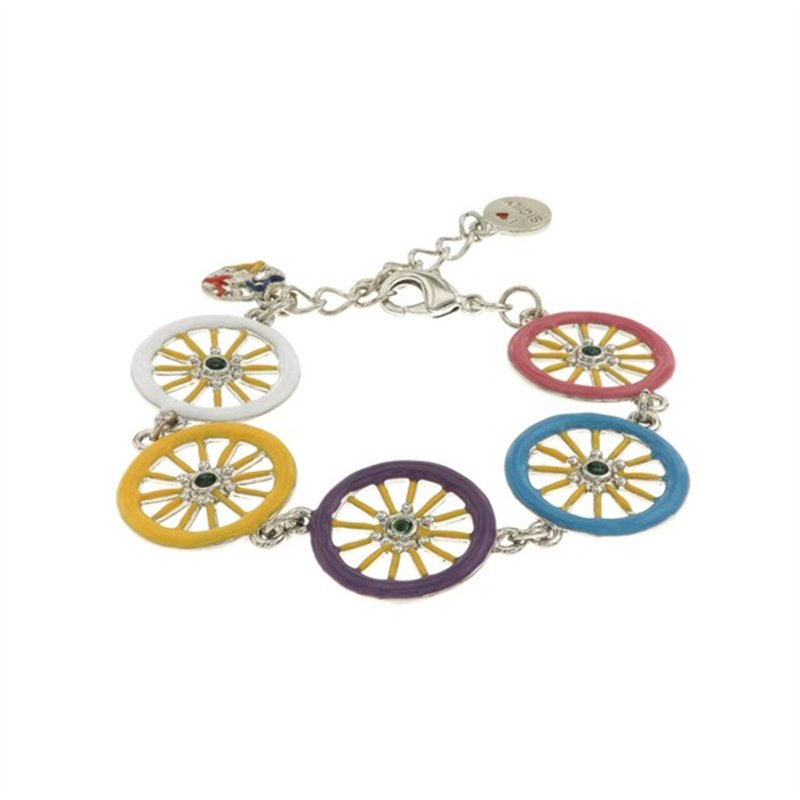 Bracciale in Metallo con ruote del carretto siciliano impreziosite da smalti colorati