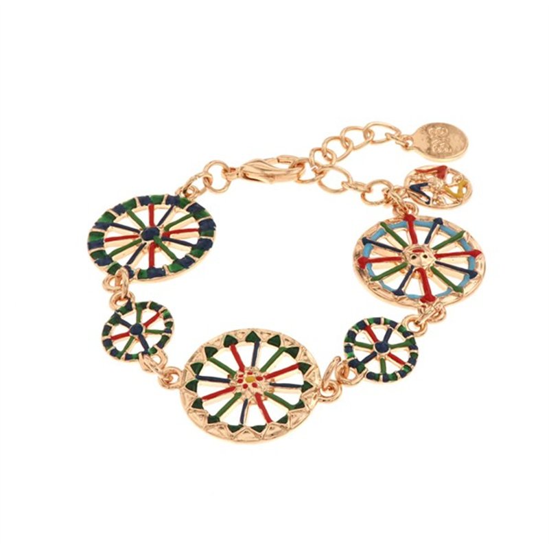 Bracciale in Metallo con ruote del carretto siciliano impreziosite da smalti colorati