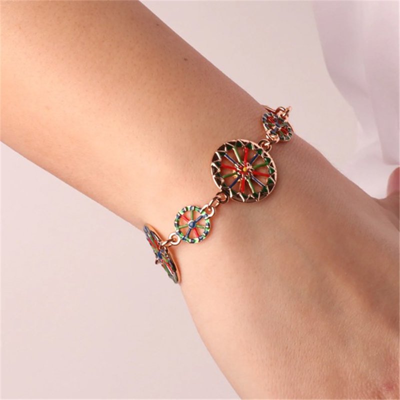 Bracciale in Metallo con ruote del carretto siciliano impreziosite da smalti colorati