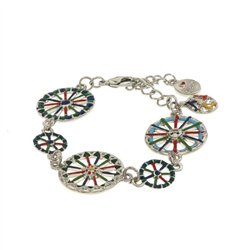 Bracciale in Metallo con ruote del carretto siciliano impreziosite da smalti colorati