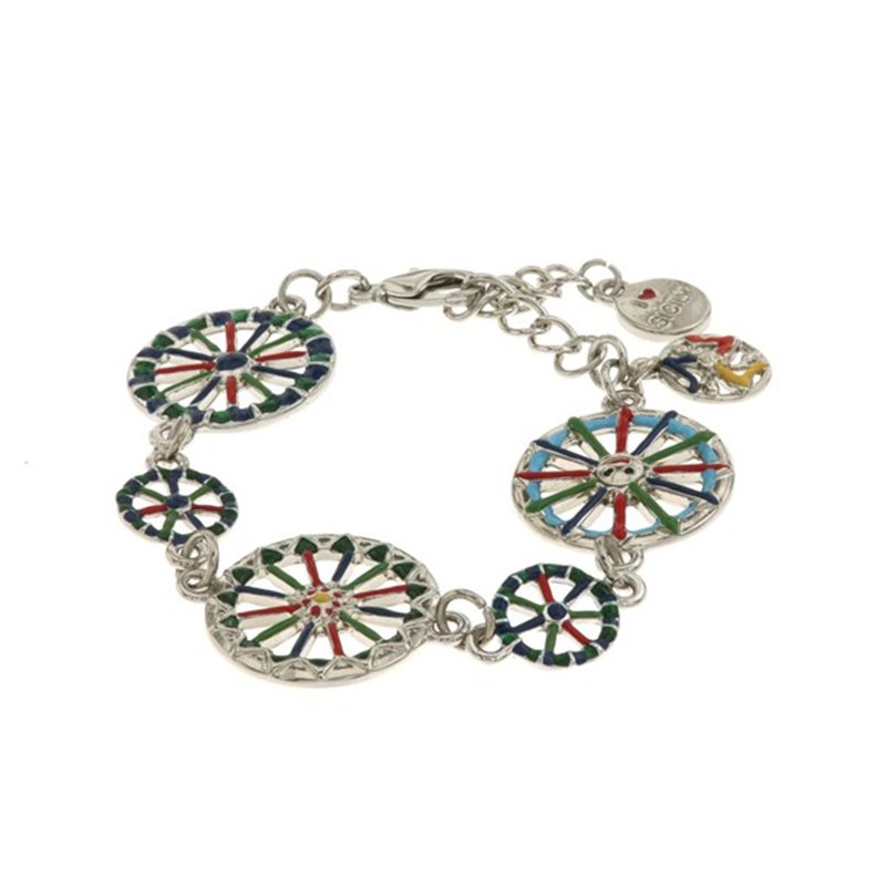 Bracciale in Metallo con ruote del carretto siciliano impreziosite da smalti colorati