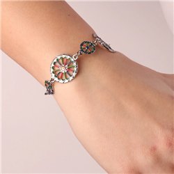 Bracciale in Metallo con ruote del carretto siciliano impreziosite da smalti colorati