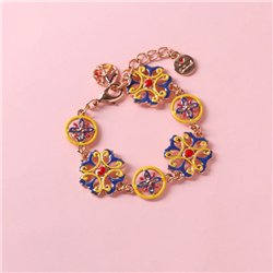 Bracciale in Metallo con maioliche siciliane e smalti colorati