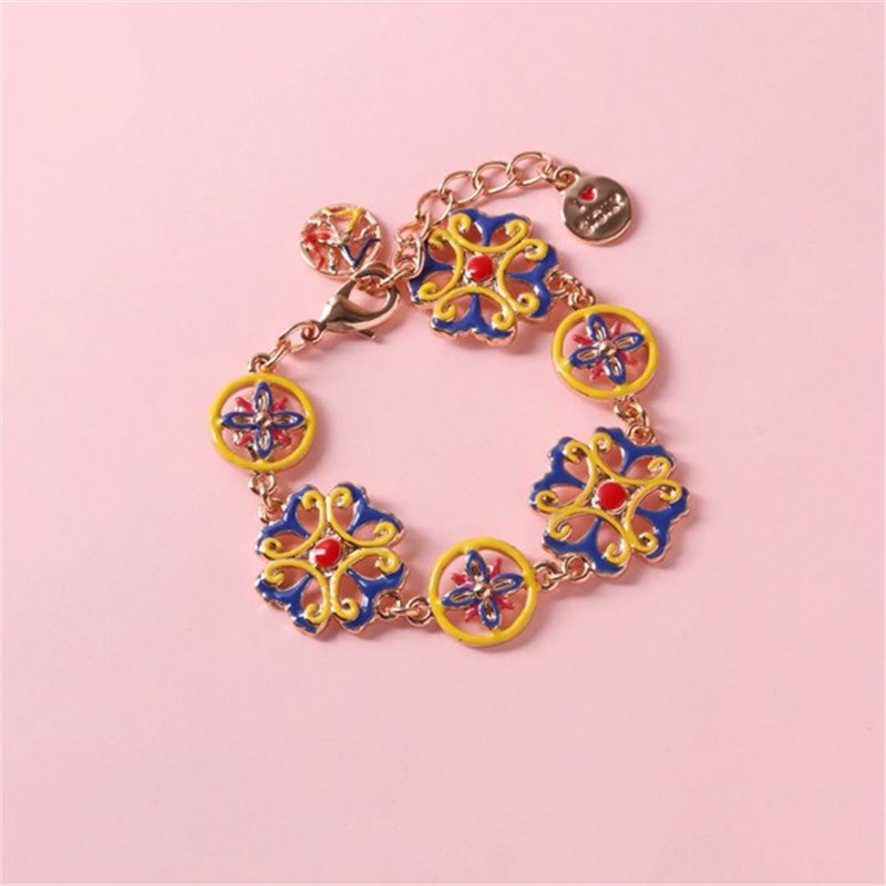 Bracciale in Metallo con maioliche siciliane e smalti colorati