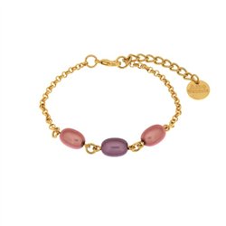 Bracciale in Metallo con cristalli rosa ispirati al vetro di Murano