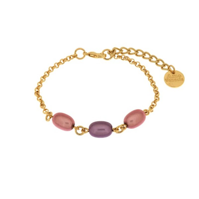 Bracciale in Metallo con cristalli rosa ispirati al vetro di Murano