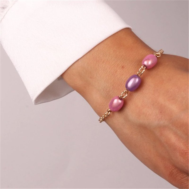 Bracciale in Metallo con cristalli rosa ispirati al vetro di Murano