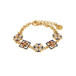 Bracciale in Metallo con maioliche colorate