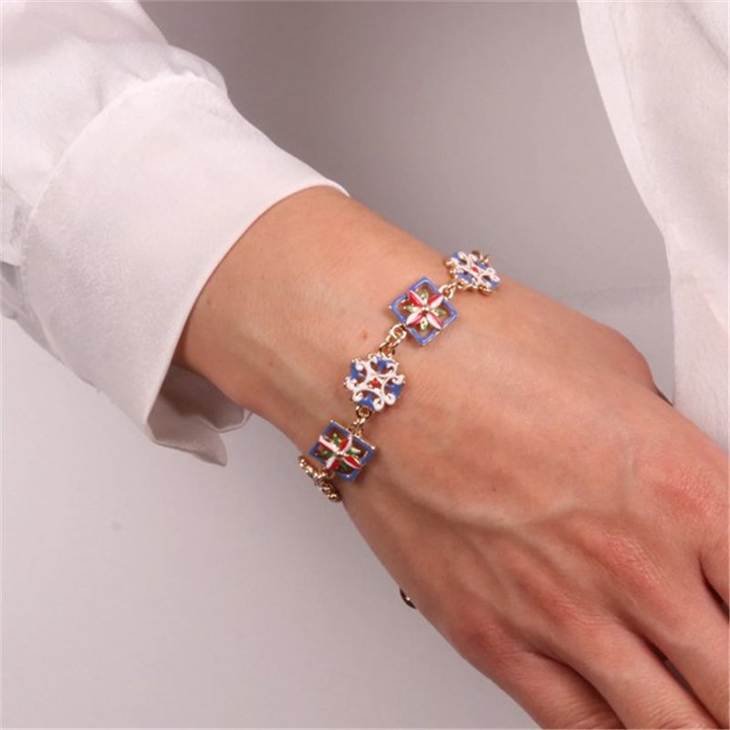 Bracciale in Metallo con maioliche colorate