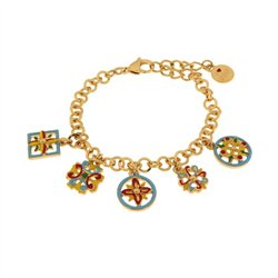 Bracciale in Metallo con maioliche colorate pendenti