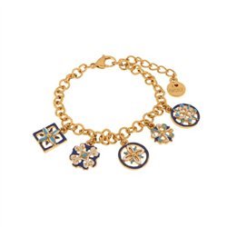 Bracciale in Metallo con maioliche colorate pendenti