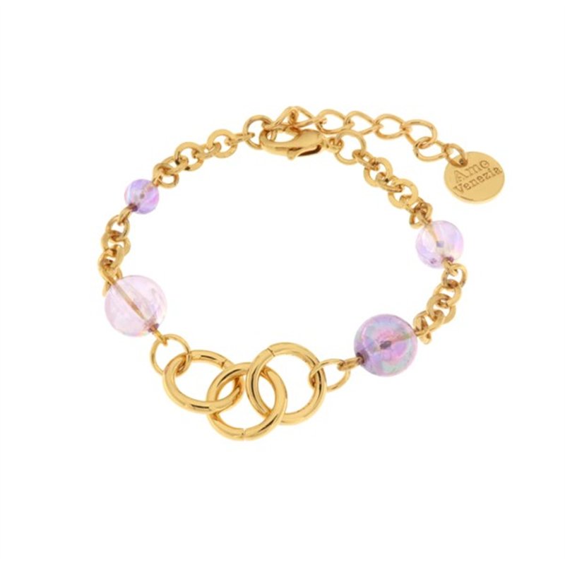 Bracciale in Metallo con cristalli viola ispirati al vetro di Murano