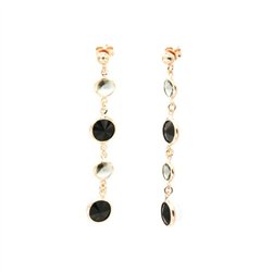 Orecchini in Argento 925 pendenti con cristalli nero e fumè