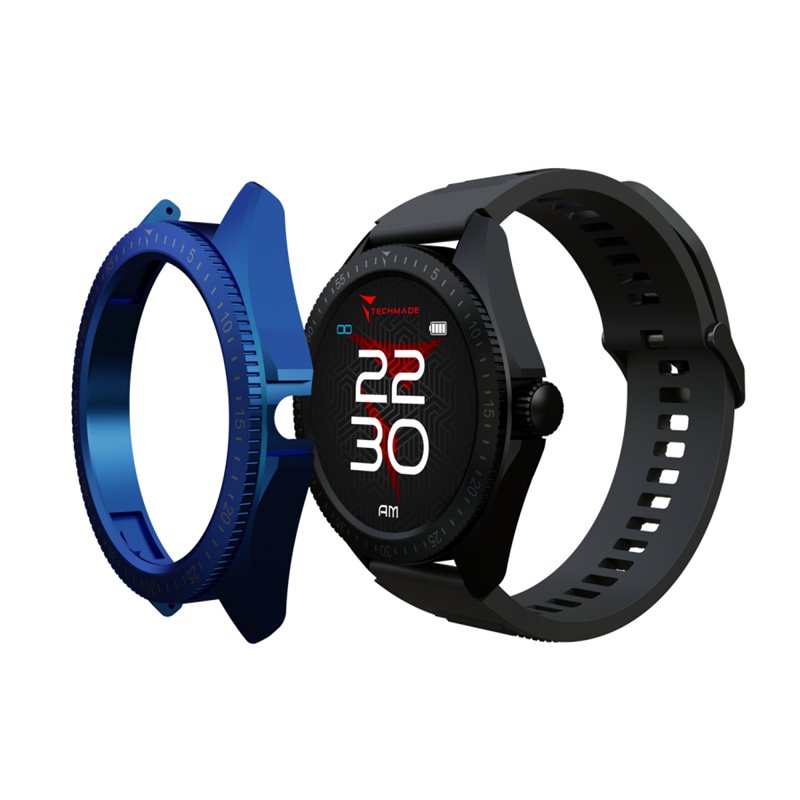 Smartwatch Rocks 2.0 con Cover Intercambiabili Cinturino Nero Cover Nera e Blu