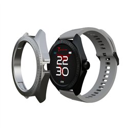 Smartwatch Rocks 2.0 con Cover Intercambiabili Cinturino Grigio Cover Nera e Silver