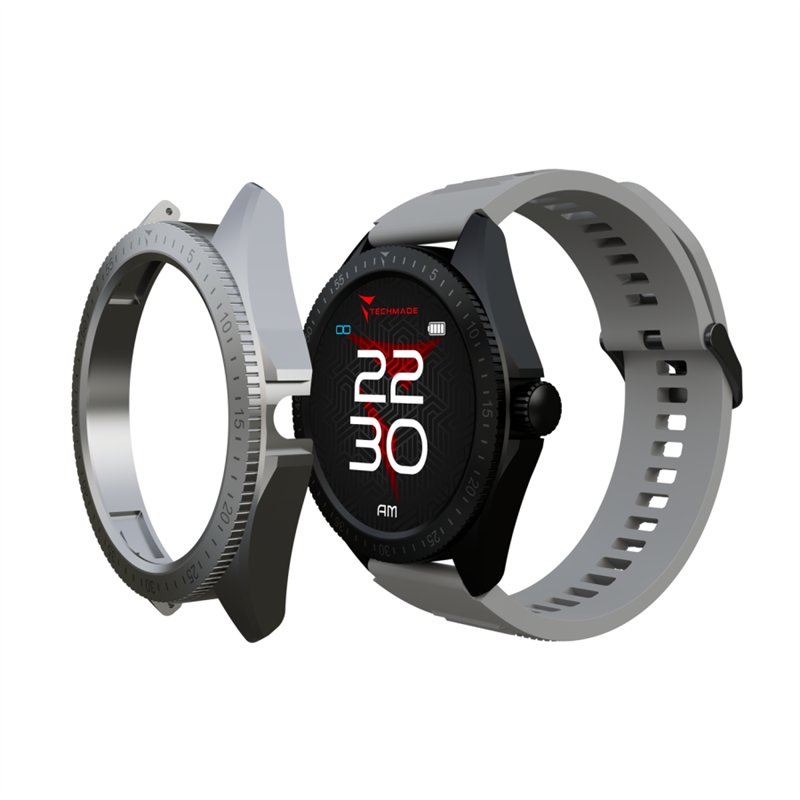 Smartwatch Rocks 2.0 con Cover Intercambiabili Cinturino Grigio Cover Nera e Silver