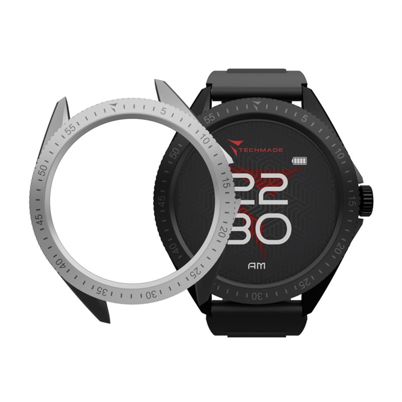 Smartwatch Rocks 2.0 con Cover Intercambiabili Cinturino Nero Cover Nera e Silver