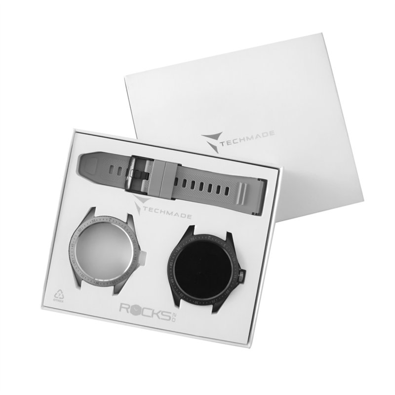 Smartwatch Rocks 2.0 con Cover Intercambiabili Cinturino Nero Cover Nera e Silver