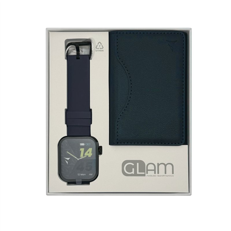 Smartwatch Glam con Intelligenza Artificiale - Bundle Pack - Cassa Black / Portafogli Blu