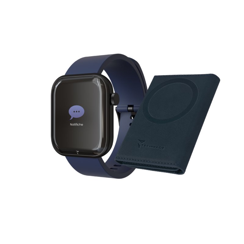Smartwatch Glam con Intelligenza Artificiale - Bundle Pack - Cassa Black / Portafogli Blu