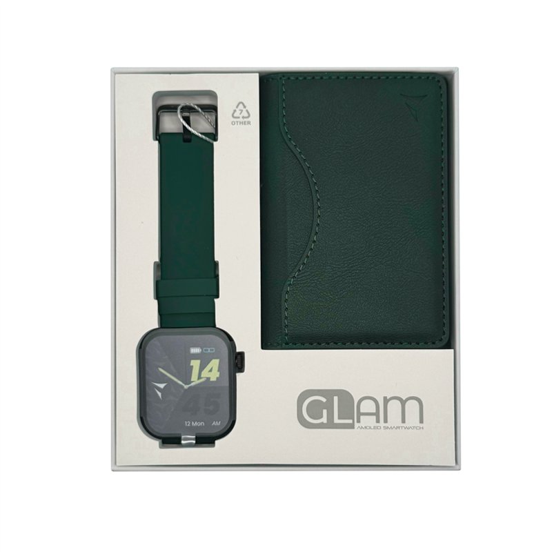 Smartwatch Glam con Intelligenza Artificiale - Bundle Pack - Cassa Black / Portafogli Verde