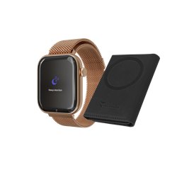 Smartwatch Glam con Intelligenza Artificiale - Bundle Pack - Cassa Gold Rose & Cinturino Metal / Portafogli Black