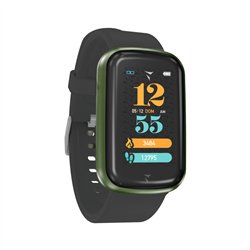 Smartwatch Steps Cassa Verde Cinturino Silicone Nero
